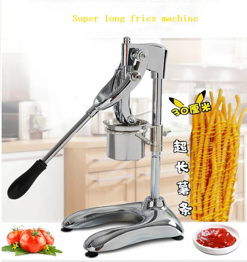 Footlong 30cm Fries Maker Super Long French Fries Stainless Steel Potato Noodle Maker Machine 6*6mm Special Kitchen Extruders