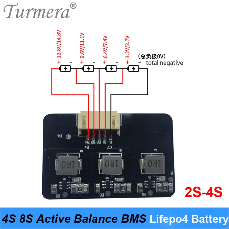 Turmera – équilibreur actif 4s 8S 32650 32700, avec batterie Lifepo4 Lipo, carte de transfert d'énergie, BMS 12V 24V, 1,5a
