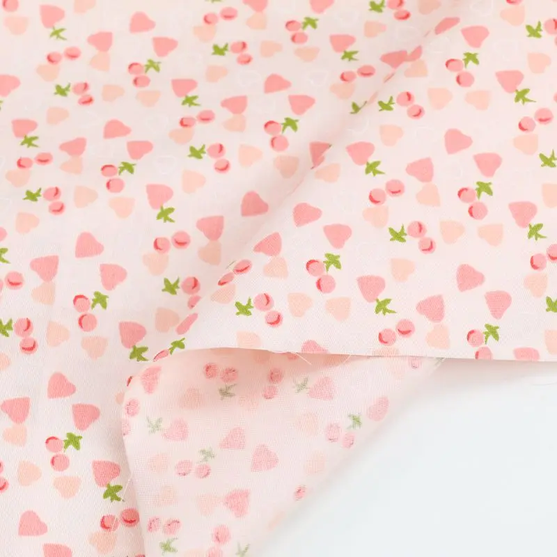 Pink Girl Dress Fabric Cartoon Heart Peach 100% Cotton  Twill Textile For Sewing Clothes Dresses Accessories By Half Meter