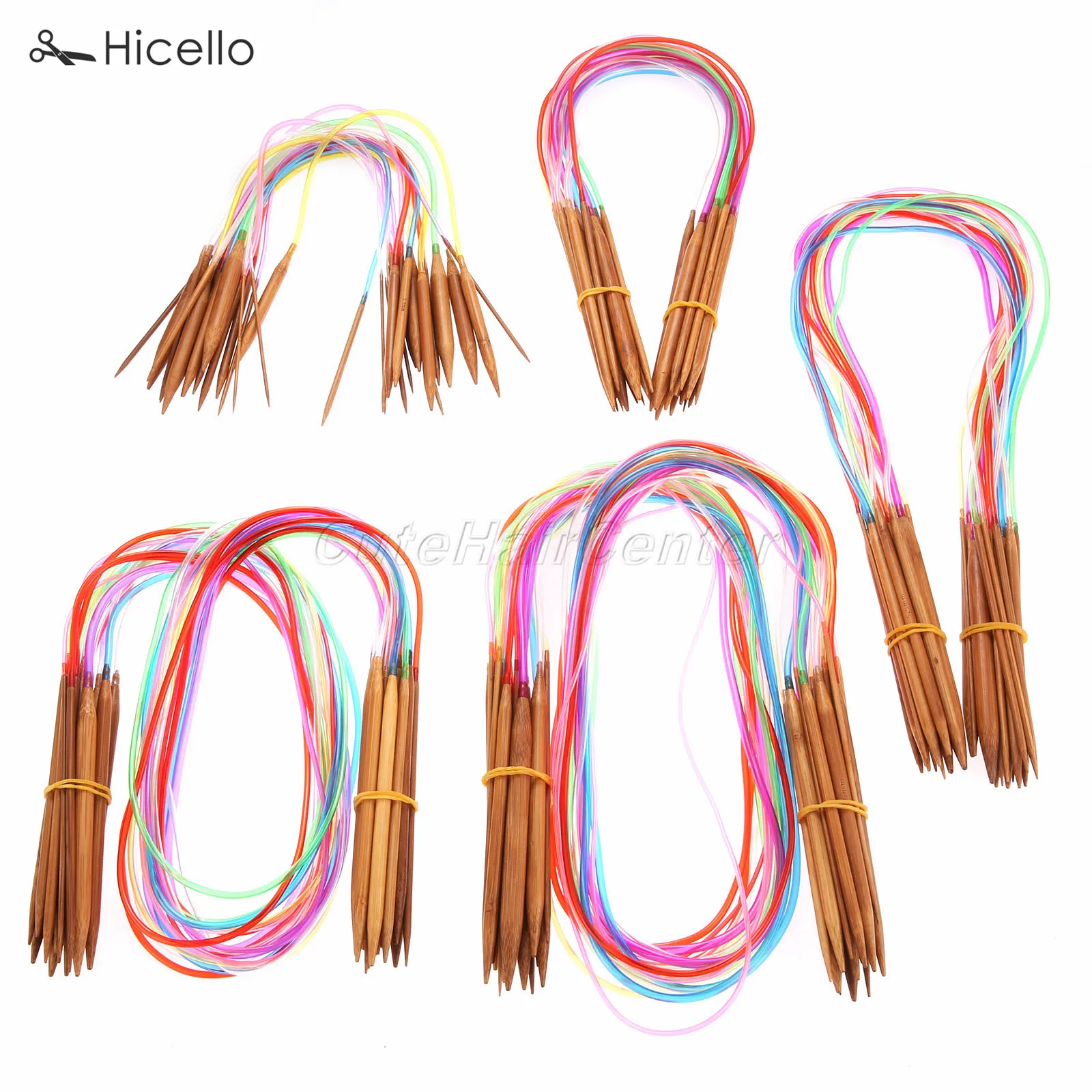 18pcs/set Circular Knitting Needle Bamboo colorful Crochet Hook 2mm-10mm Hand Sewing Tool Craft DIY 40/60/80/100/120cm Hicello