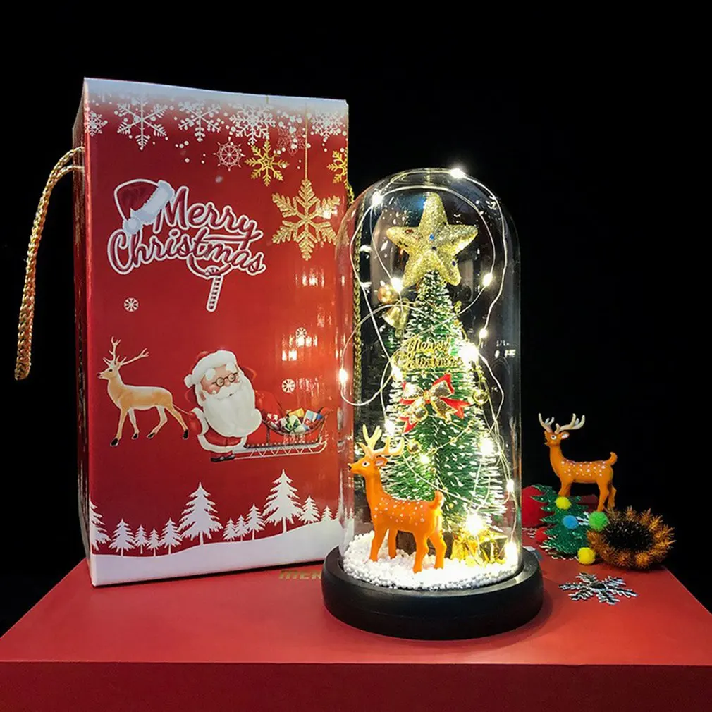 Albero di natale copertura in vetro LED luce sfera di cristallo regalo di natale copertura in vetro decorazioni natalizie per la casa