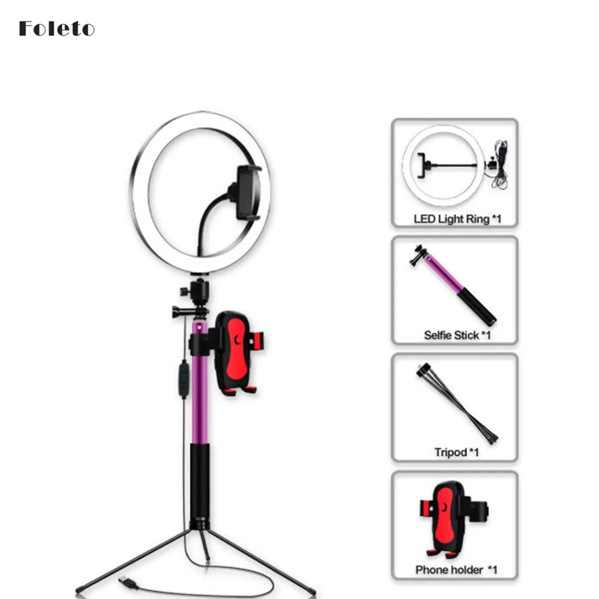 

16/20/26cm LED Selfie Ring Light Photography Dimmable For Youtube Video Makeup Ring Lamp With Tripod Selfie Stick Phone Holder