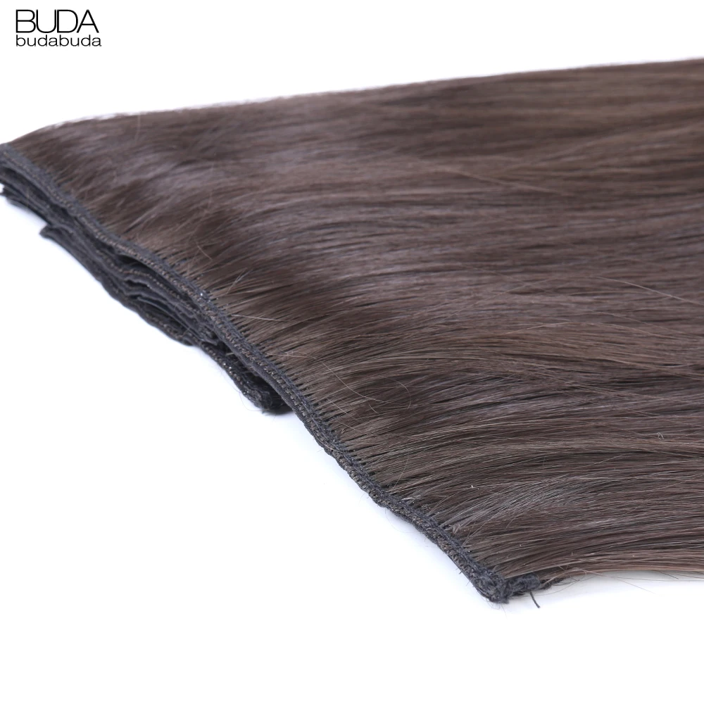 22 Inch 16 Clips Long Straight Synthetic Hair Extensions Clips in High Temperature Fiber Black Brown Ombre Hairpiece BUDABUDA