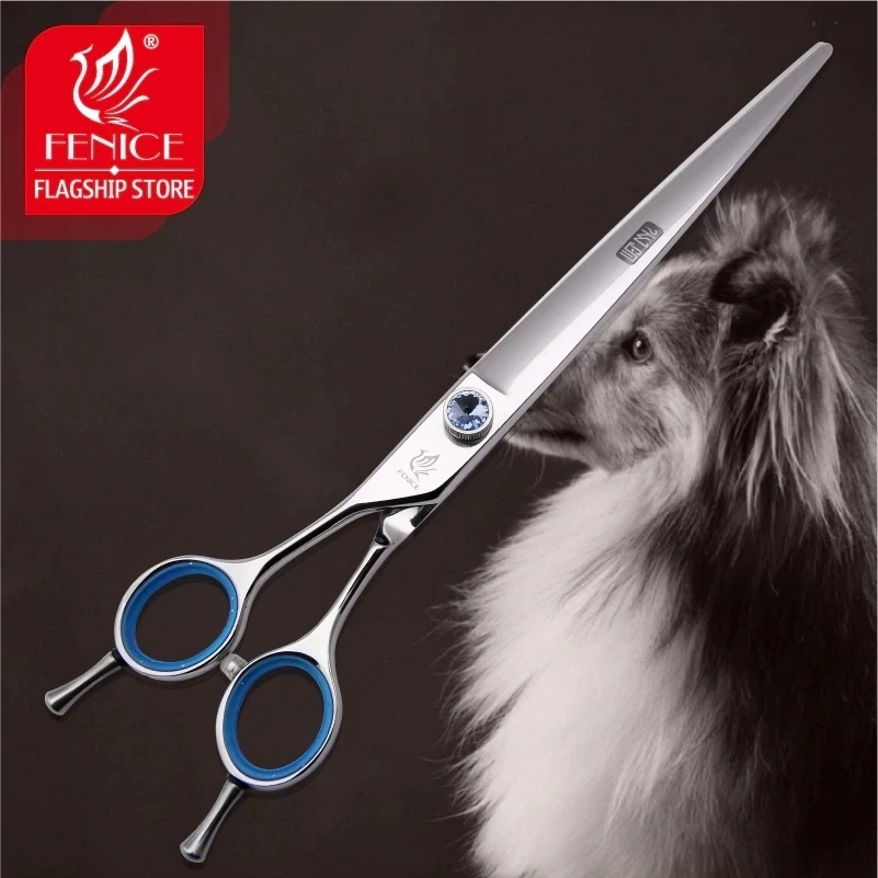 Fenice Left Handed 7.5/8.0 inch Pet Grooming Scissors Dog Hair Cutting Scissors Straight&Curved Groomer Shears