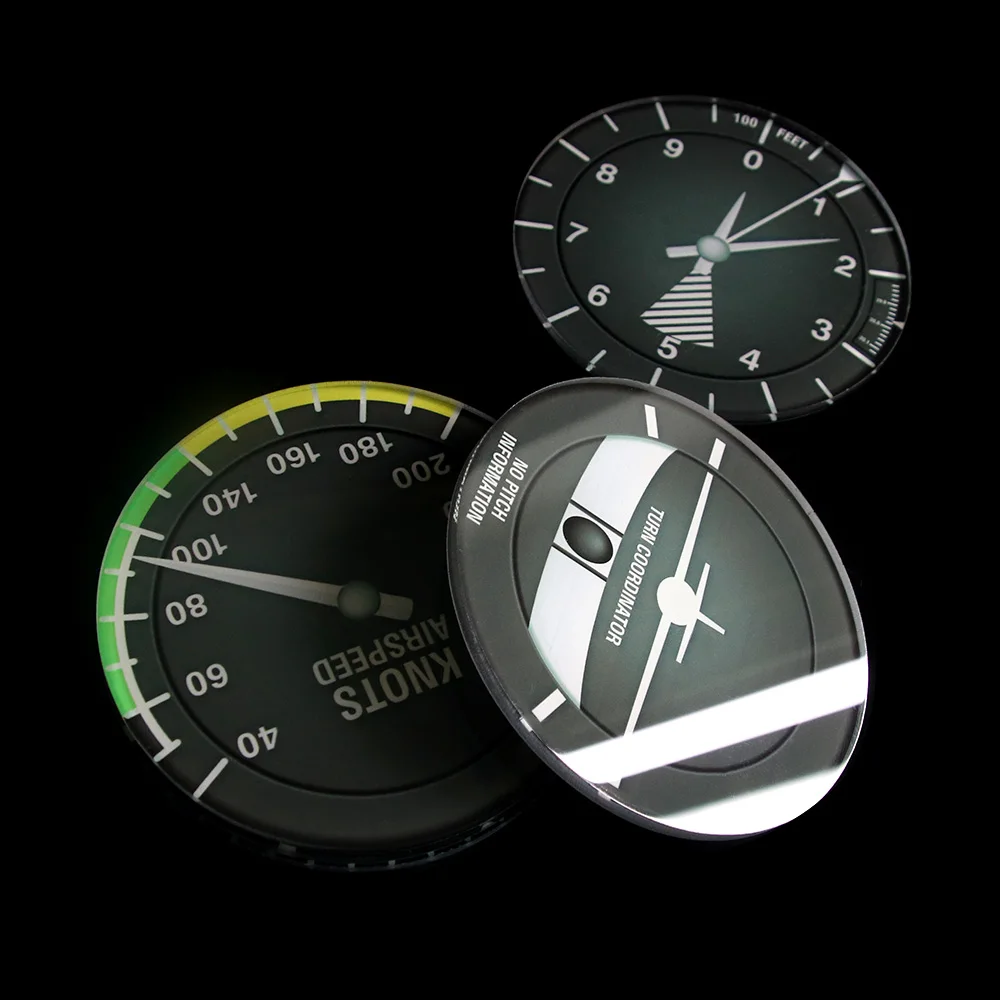 Juego de 6 posavasos para instrumentos de avión, instrumentos de vuelo modernos, posavasos para cóctel, navegador, decor