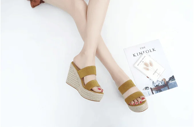 Summer 9cm 11cm High-Heeled Women Pumps Platform Hemp Shoes Buckle Casual Nude Stilettos Round Head Sandals Small Yards:30 31 32