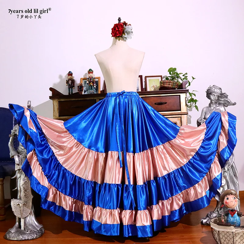 20Yard 4 Tiered 720 Degree Satin Skirt Belly Dance GYPSY Rock Tribal Flamenco 9EX16