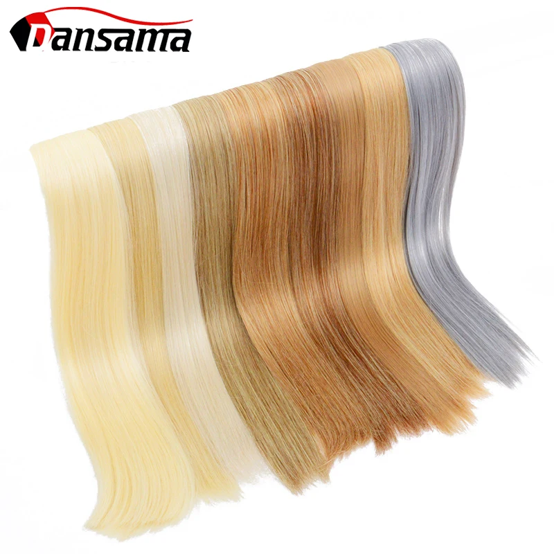 Dansama Synthetic Tape In Hair Adhensive Straight Natural Hair Extension Synthetic Weaving Double Side Blonde Brown Ombre Colors