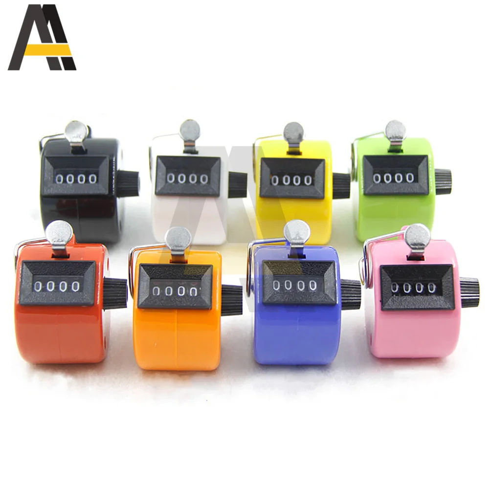 4 Digit Number Counters Plastic Shell Handheld Finger Display Manual Counting Assorted 8 Color Tally Counter Number Count