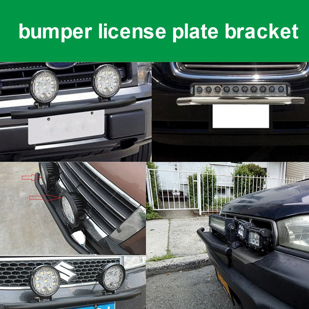 RASTP-Aluminum Universal Bull Bar Front Bumper License Plate Log Light Mount Bracket For SUV Truck Vehicle RS-BTD017