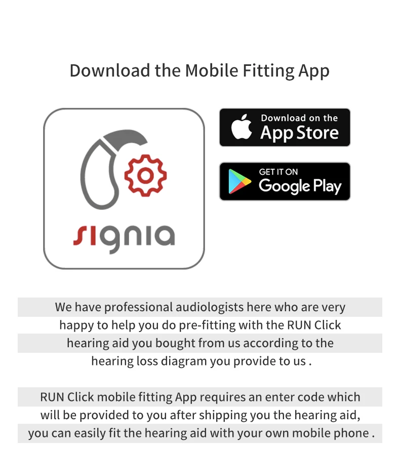 Signia 8 Channels Digital Invisible CIC Hearing Aid RUN Click ITC Signia Smartphone APP Fit Dry Case