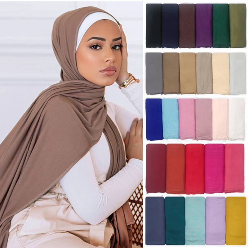 Foulard musulmano in morbido cotone multicolore sciarpa in Jersey Hijab istantaneo femme musulman Hijab scialli islamici e avvolge sciarpe per la