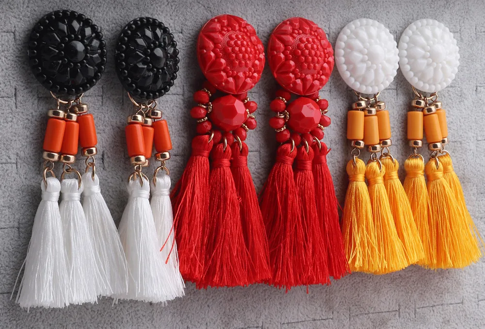 Fishsheep Bohemian Kleurrijke Lange Tassel Oorbellen Voor Vrouwen Boho Etnische Grote Fringe Drop Oorbellen 2022 Nieuwe Mode-sieraden Gift