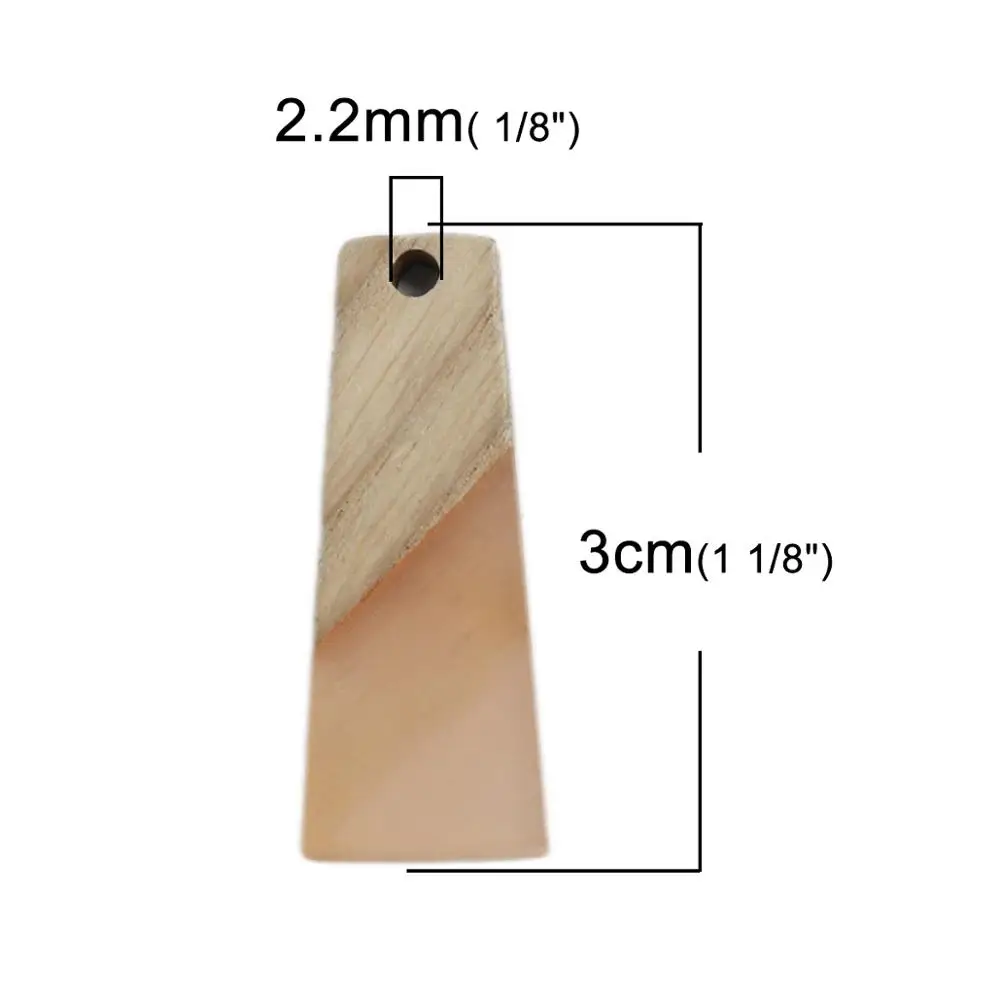 8Seasons Fashion Wooden Series Effect Resin Pendant Wood Pendants Trapezoid Yellow Jewelry DIY Findings 3cm x 1.2cm, 2 PCs