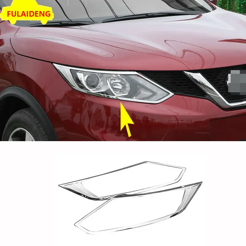 

For Nissan Qashqai 2016-2018 ABS Chrome Front Headlight Decoration Frame Moulding Cover Trim Car Accessories