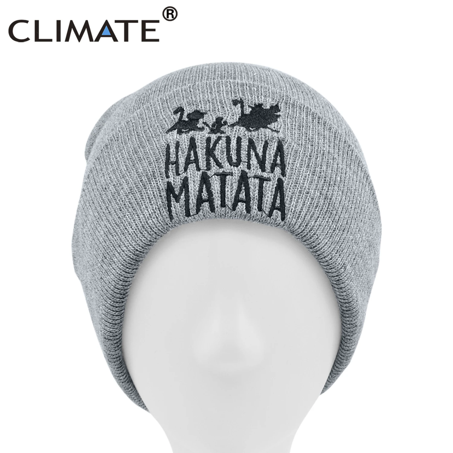 CLIMATE MATATA Beanie Lion Pumba Winter Warm Knitted Hat Hakuna Cool Black Knitted Winter Hat for Men Women