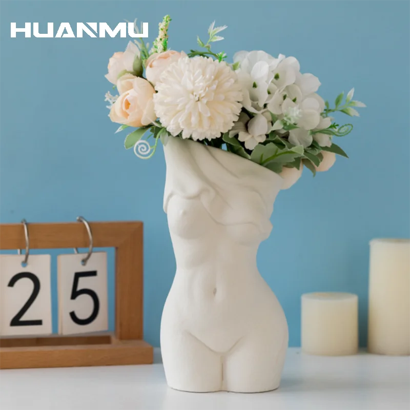 Ceramic Home Decor Female Body Art Sexy Vase Flower Desk Ornaments Decorative Pottery Women Bust Vase Room Decoration Craft Vase