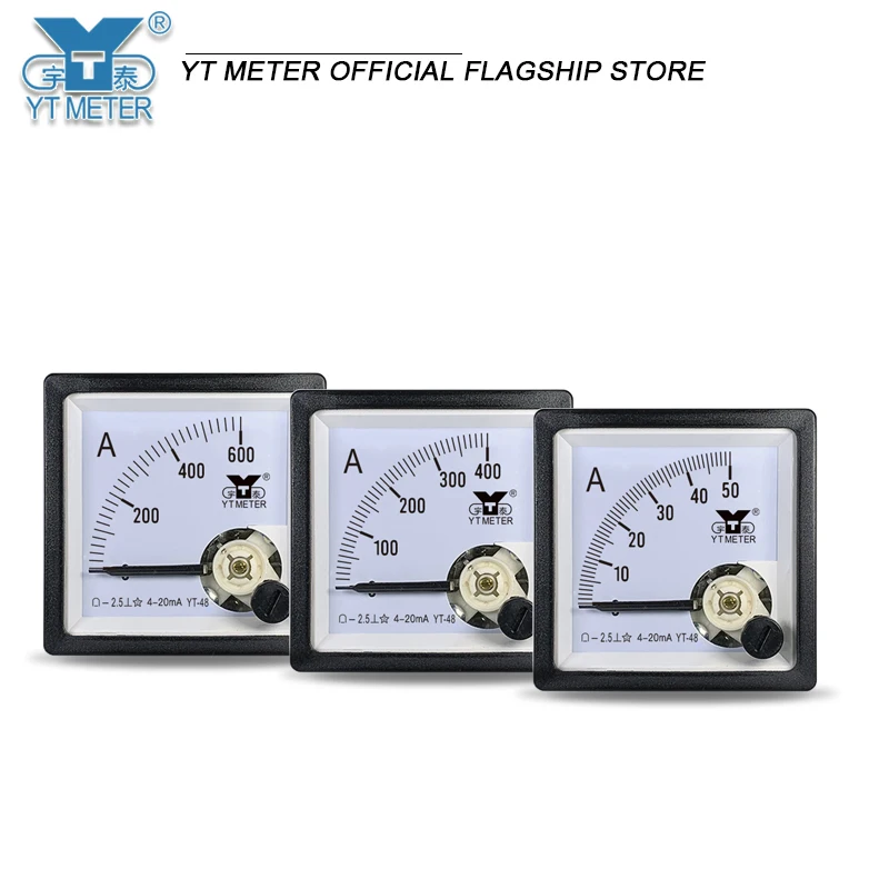 Yt48 4-20mA input ammeter 10A 15A 20A 30A 50A 100A 150A 200A pointer analog meter hd48 cp48 pointer sensor meter for frequency c