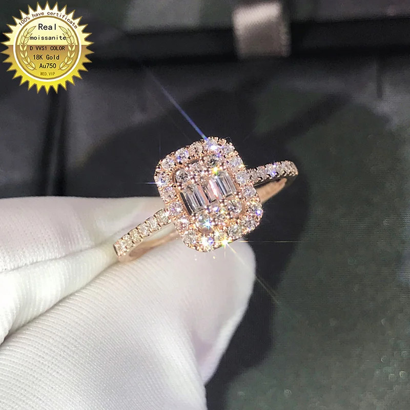 

18K goldr ring 1ct D VVS moissanite ring Engagement&Wedding Jewellery with certificate 0057