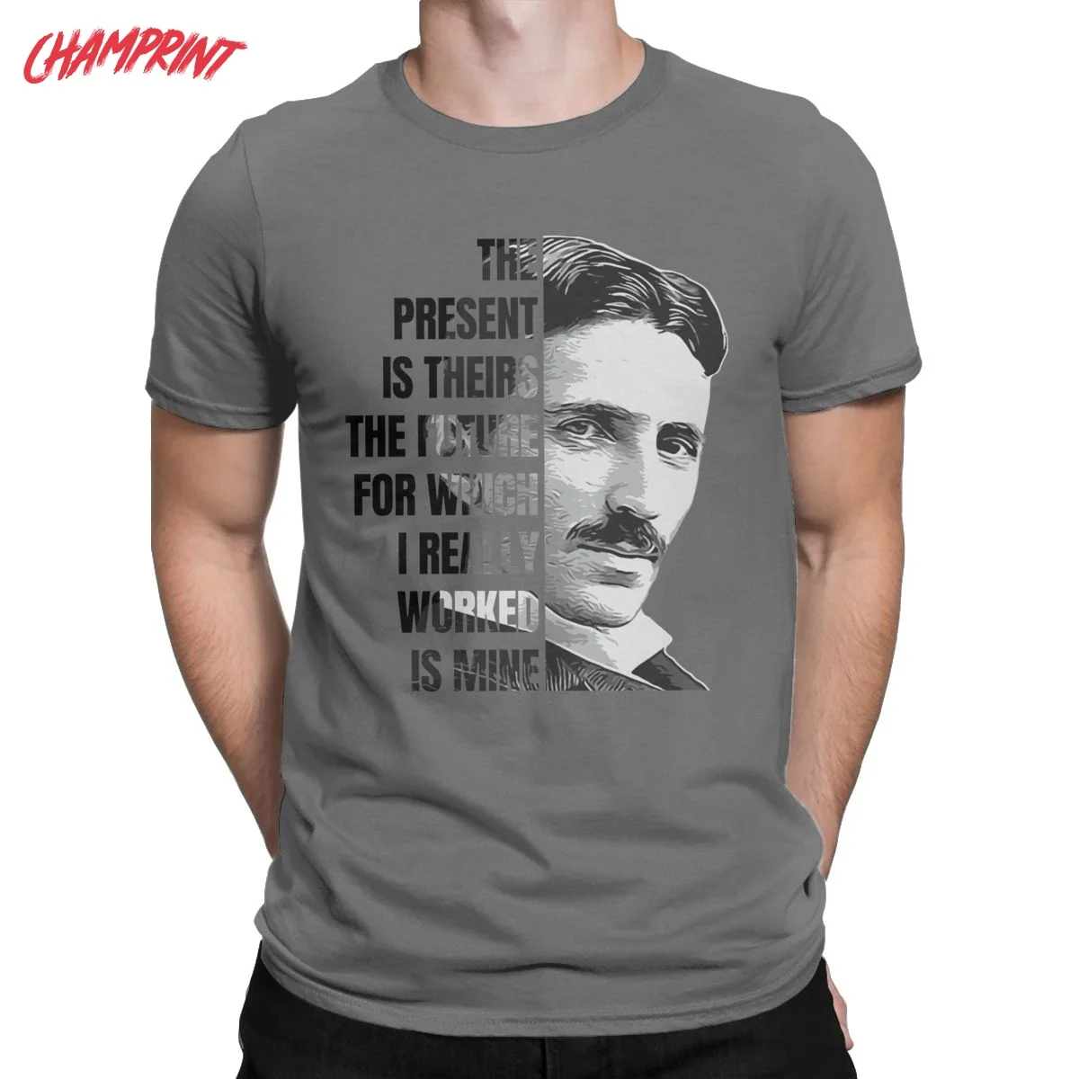 Men T-Shirts Nikola Tesla Scientists Cotton Tees Short Sleeve Subject Inventor Physics Science T Shirts Crew Neck Clothing Gift