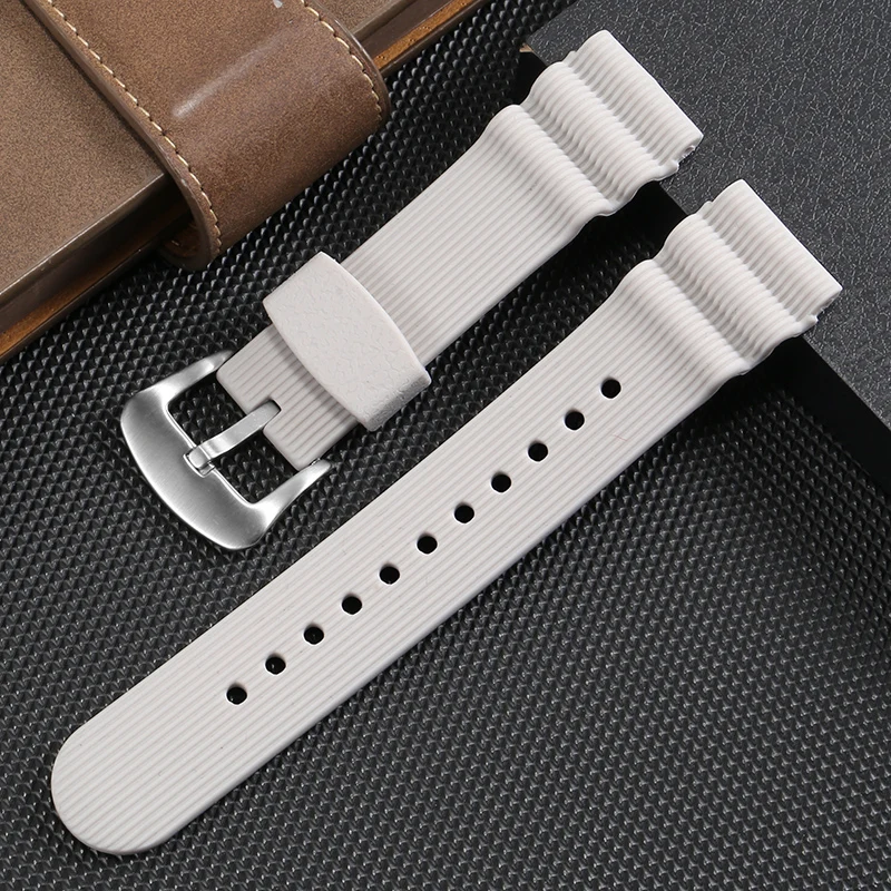 Silicone Watchband Replacement Seiko SNE544 Series 22mm Waterproof Sport Rubber Strap Black White Gray Blue Green