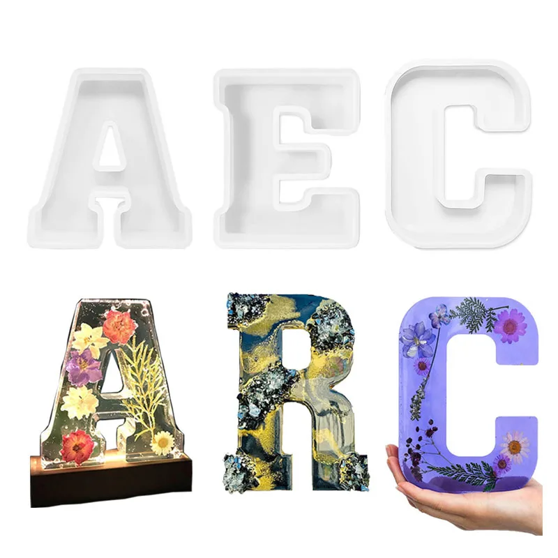 A-Z Letter Silicone Moldes para Decoração, Alfabeto Moldes, Resina Epóxi Mold para DIY, Festa de Aniversário, Casamento, Artesanato De Natal, Fundição Ferramenta, 1Pc