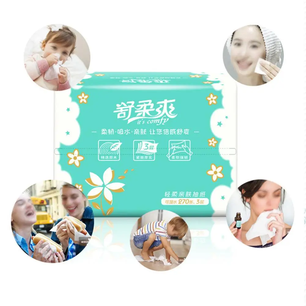 6 Packs Comfortable Tissue Paper 3-Ply Toilet Paper For Home Office Gentle Skin-friendly Pumping Paper Toilet Paper