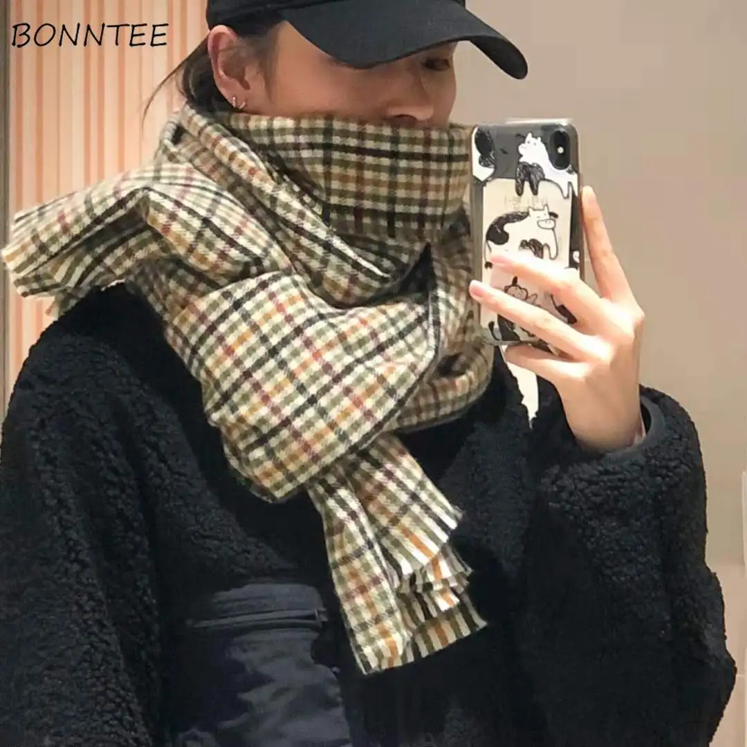 Scarves Women Popular Plaid Vintage Winter All-match Fashion Korean Version New Arrival Female Tender Comfort Students Classic