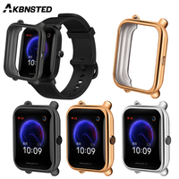 AKBNSTED  TPU Plating Silicone Watch Protective Shell For Xiaomi Amazfit Bip S/Bip U Smart Watch Case Cover For Amazfit Pop