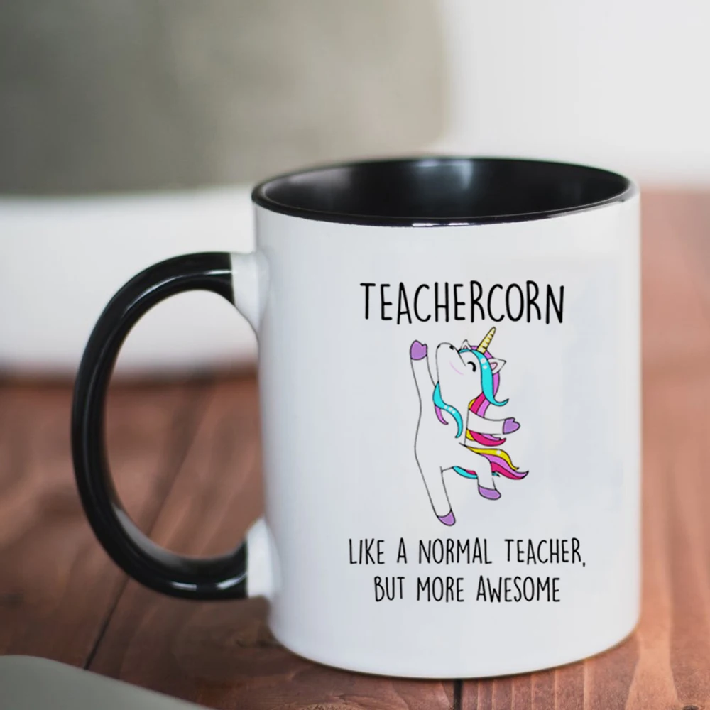 Teachercorn coffee Mug 350ml Ceramic Funny Unicorn Gift Mug for your Teacher Cup