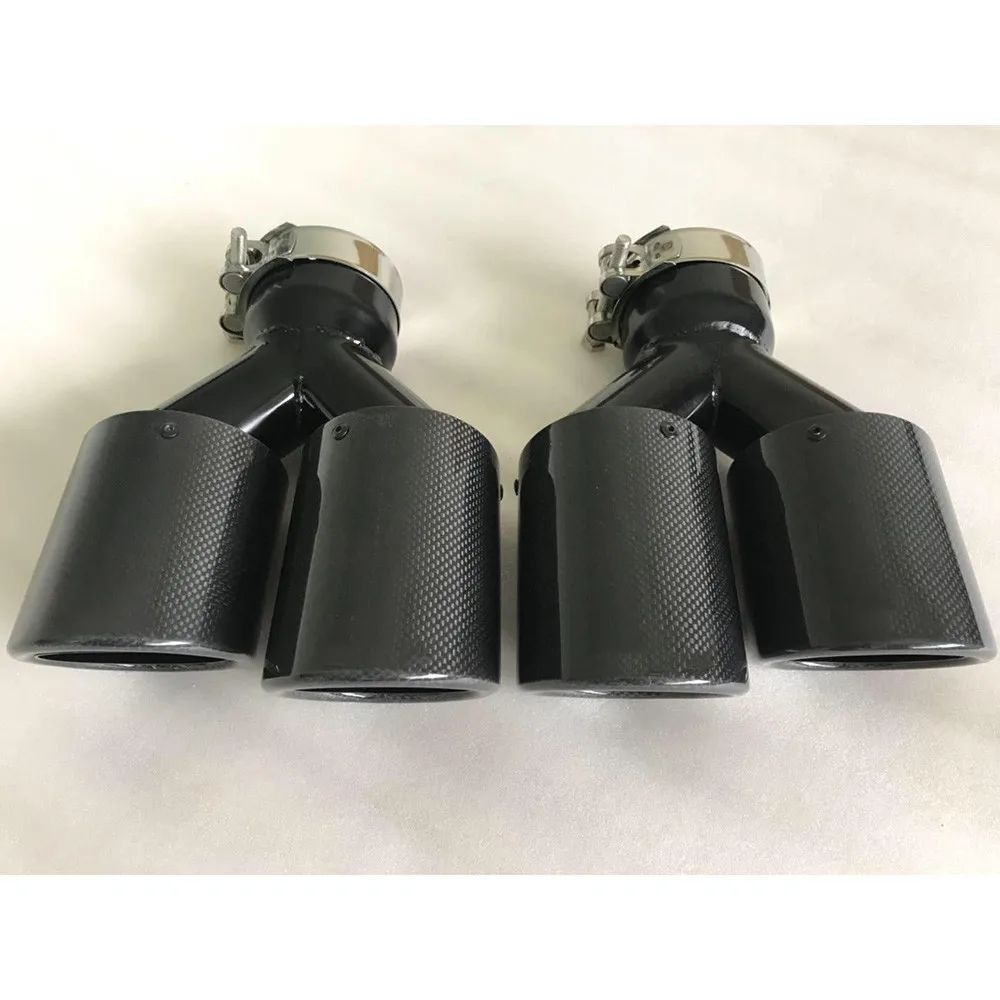 2PC Car Modification Left and right  Universal Dual Glossy black Automobile Exhaust pipe  for