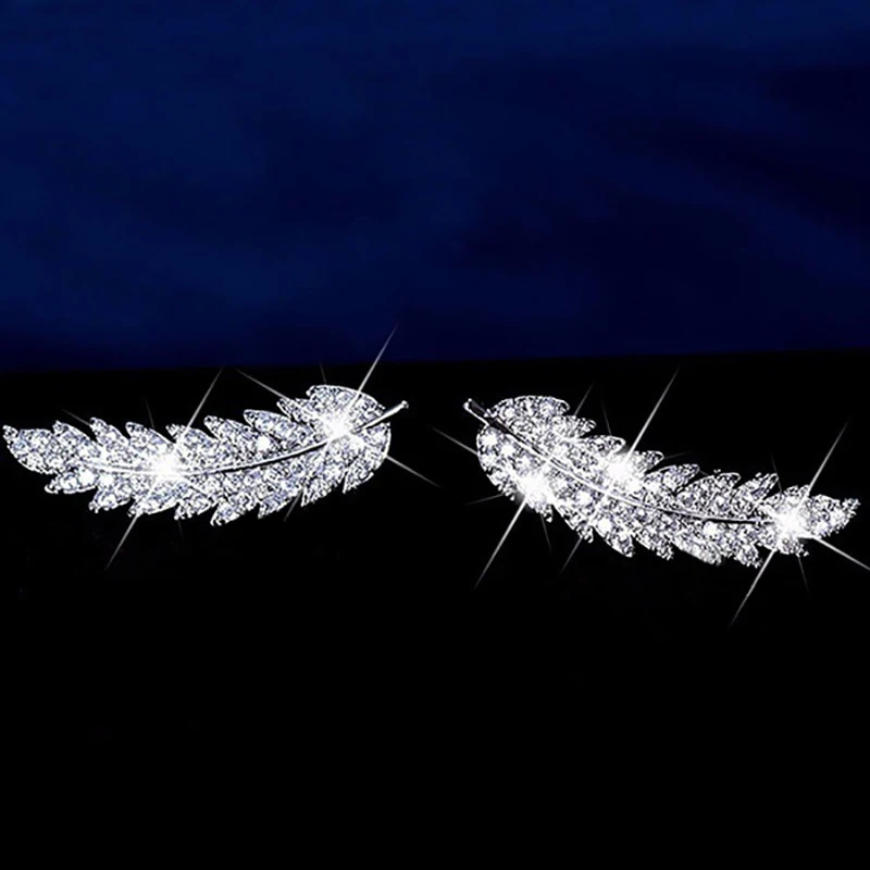 ZHOUYANG Stud Earrings For Women  Delicate Feather & Leaf Shaped Gold Color-Colour Party Daily GiftFashion Jewelry KAE060