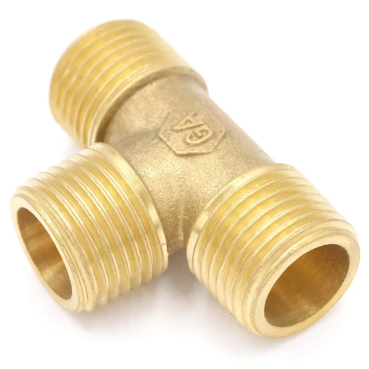 

1/8" 1/4" 3/8" 1/2" BSPP Equal Male-Male-Male Tee 3 Ways Round Brass Pipe Fittings Connector Water Fuel Gas