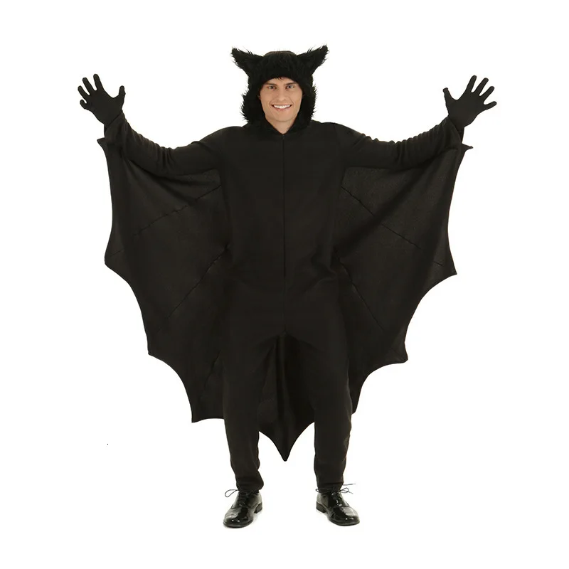 

Kids Cosplay Bat Costumes S-4XL men women Vampire Clothes Family Dress Fancy Halloween Parenting Jumpsuits Witch Clothes Gloves