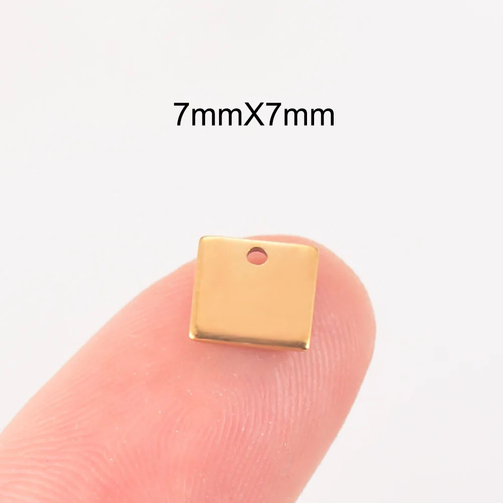 

20pcs No Fade Charms 7mm Stainless Steel Square One Hole Charms for Necklace Pendant Charms Diy Jewelry Making Supplies Tag