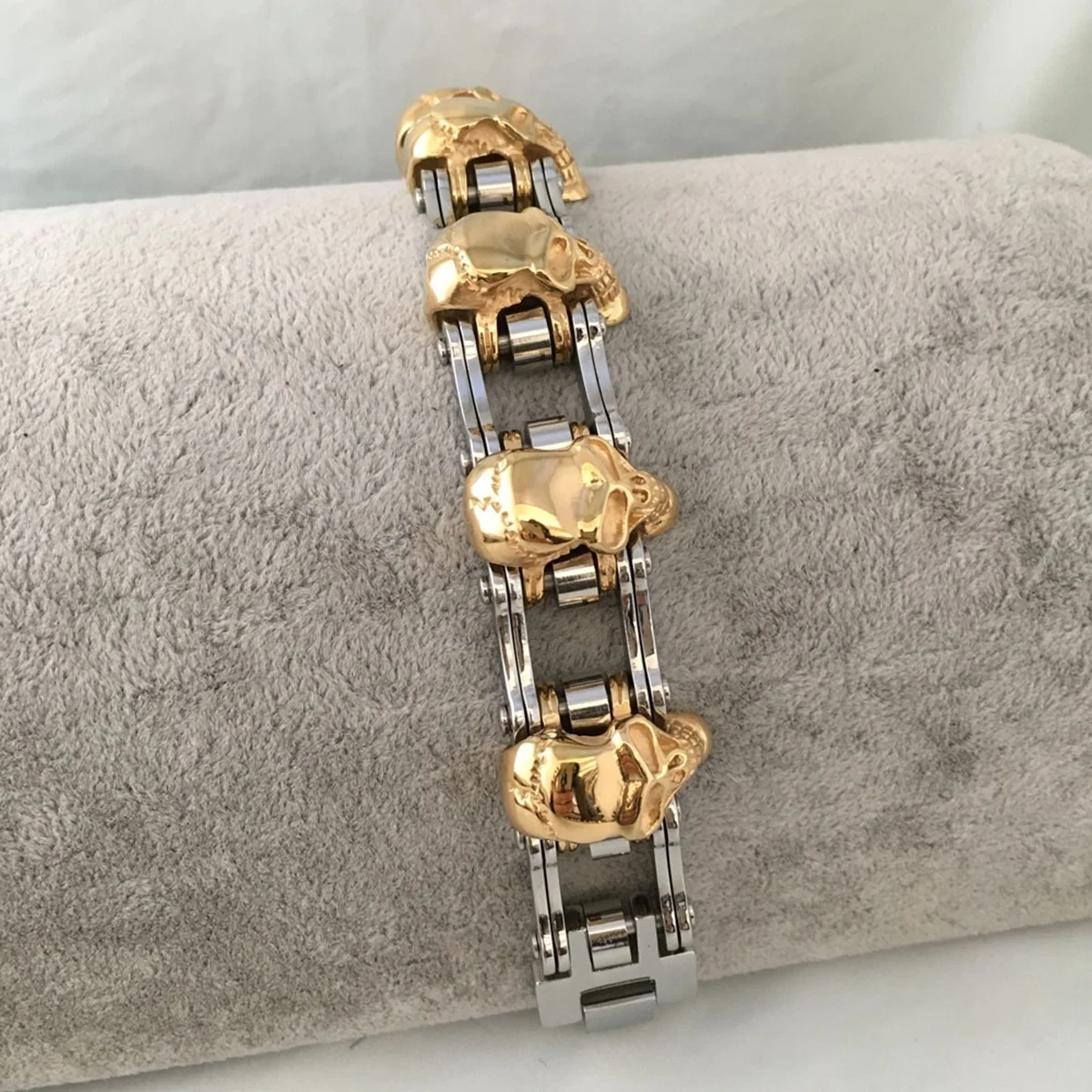 Hiphop Men Bracelet Gold 316L Stainless Steel Heavy Motorcycle Bike Chain Bangle Bracelet Punk Cuff Gifts Jewelry 8.86