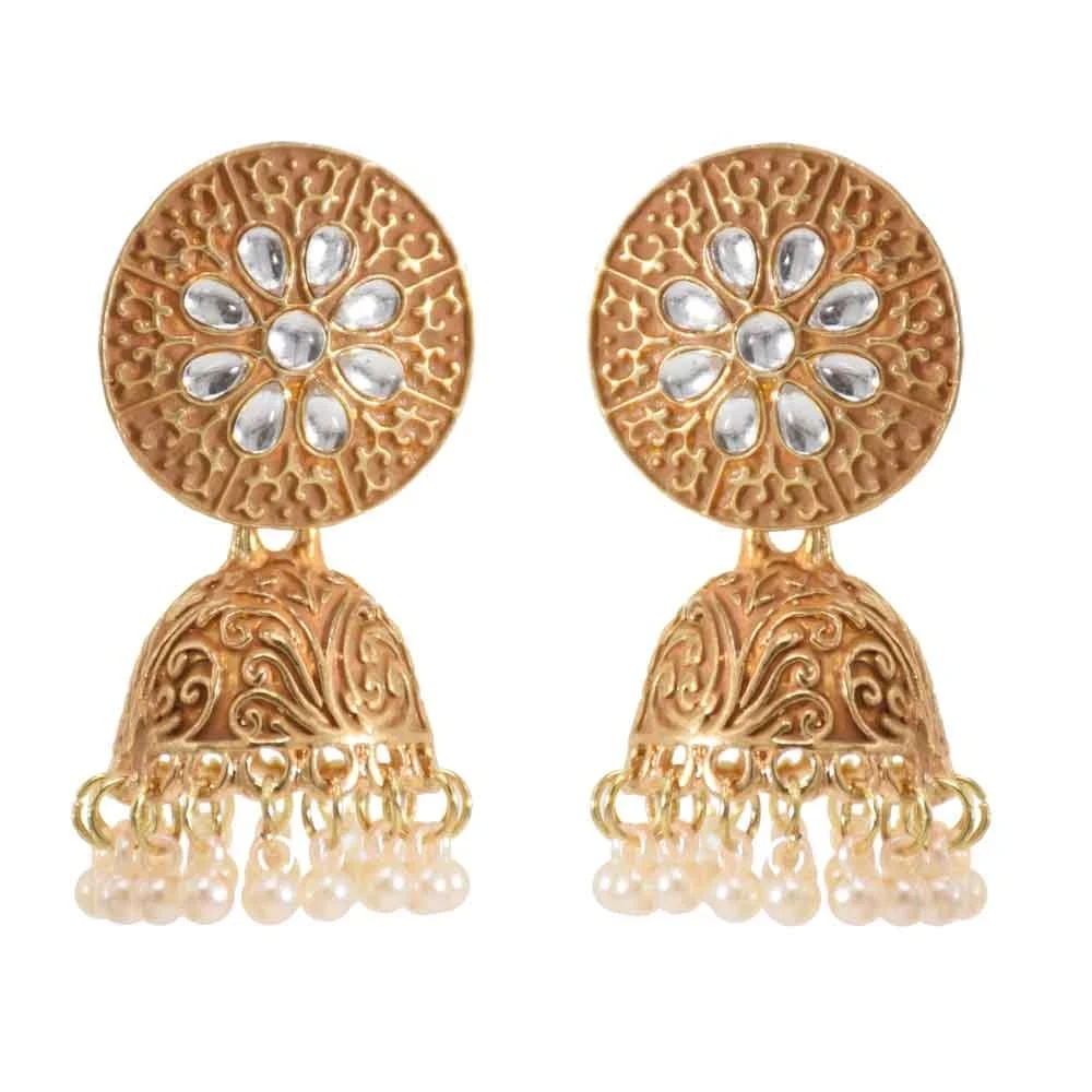 Indian Ethnic Vintage Big Bell Pearl Tassel Drop Earrings for Women Carved Rhinestone Flower Gypsy Tribal Turkish Afghan Jewelry