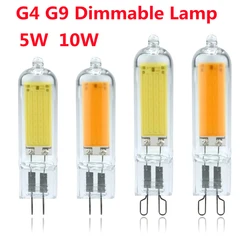 10Pcs/Lot Dimmable 5W 10W G4 G9 COB LED Lamp Bulb AC/110V 220V Glass Light Candle Lights Replace 30W 40W Halogen for Chandelier