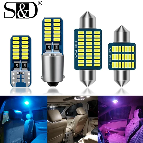 Bombillas LED para Interior de coche, luz de techo, iluminación C10W, 31mm, 36mm, 39mm, 41mm, T10, W5W, BA9S, T4W, C5W, tipo CAN bus para coche
