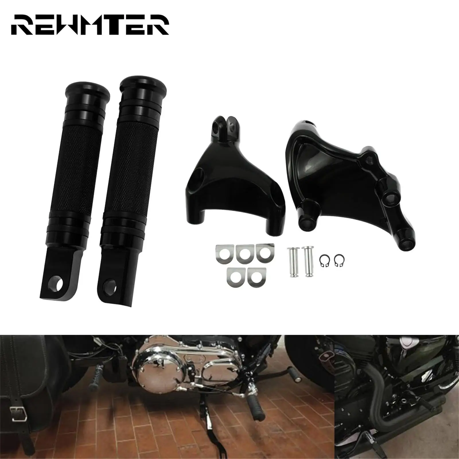 

Motorcycle Passenger Rear Foot Pegs Footpegs Mount Black Footrest Pedal For Harley Sportster XL883 XL1200 48 2014-2019 Roadster