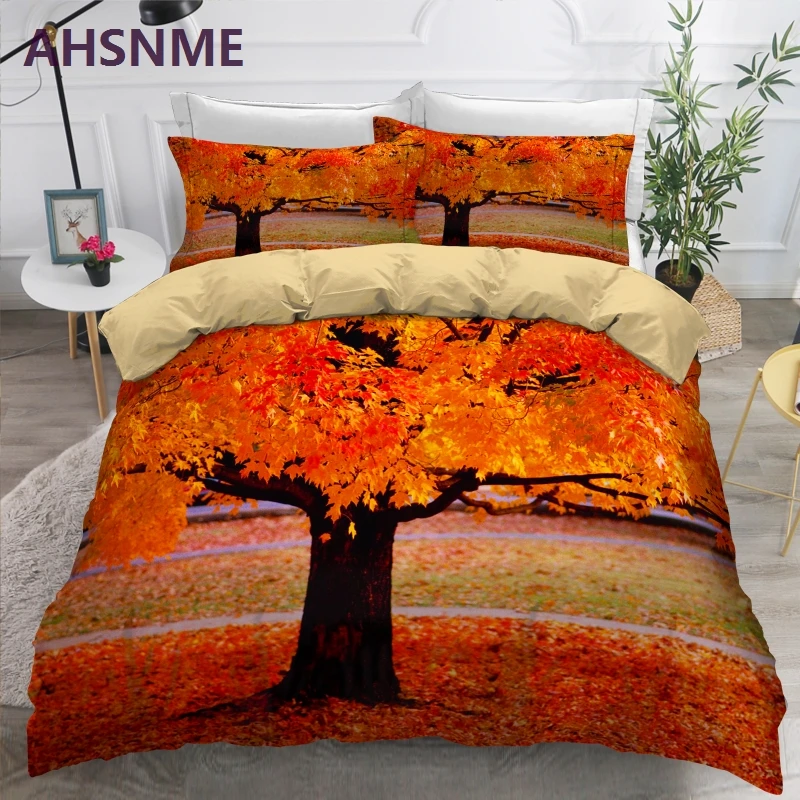 AHSNME Red Jungle Custom Print Bedding Set Digital Print Duvet Cover Leisure Life King Queen Double Quilt Cover