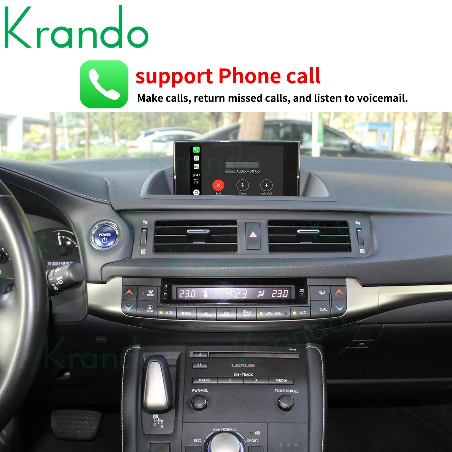 Krando Wireless Apple CarPlay Android Auto Interface Box For Lexus CT CT200 CT200H 2015-2018 Siri Control Upgrade Retrofit