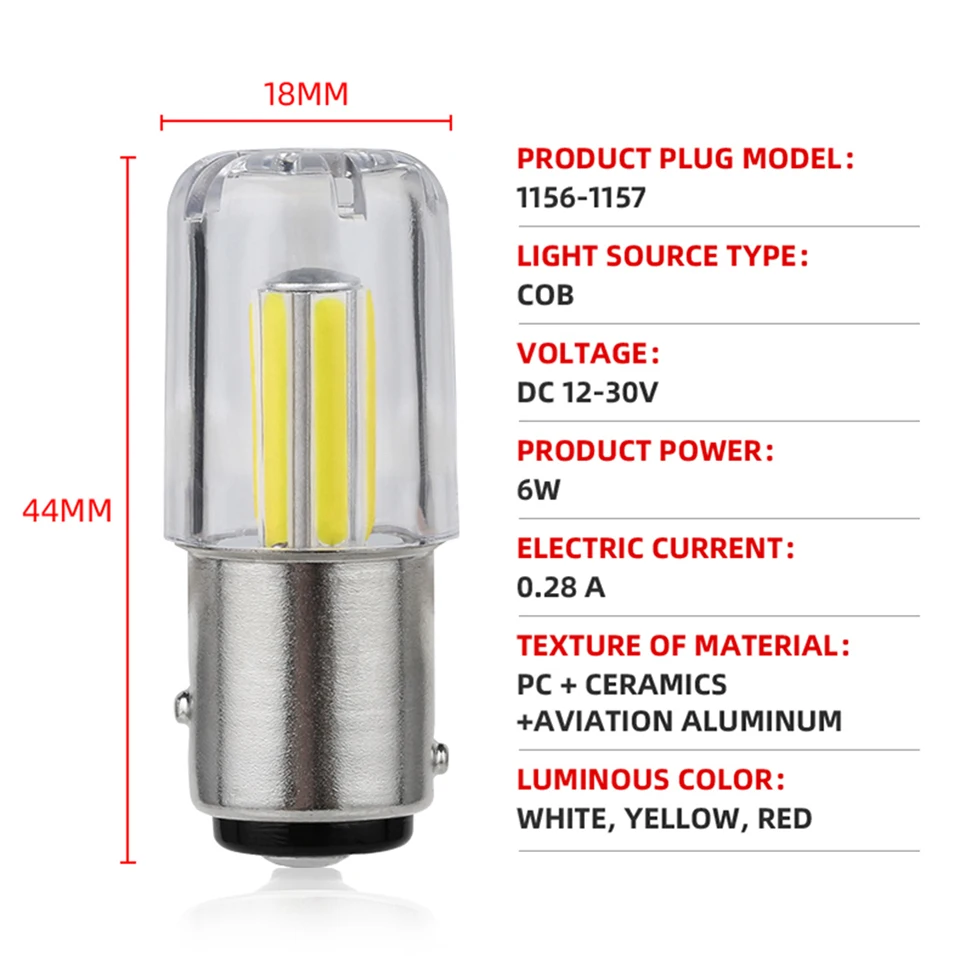 6 Filament 1157 P21/5W LED Car LED Turn Signal Light Super Bright Auto Vehicle Brake Lamp BA15D Bulb DRL White Red Yellow 12V