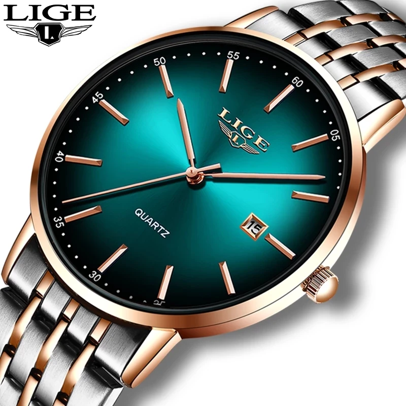 Neue LIGE Rose Gold Frauen Uhr Business Quarzuhr Damen Top Marke Luxus Weibliche Armbanduhr Mädchen Uhr Relogio Feminin + Box