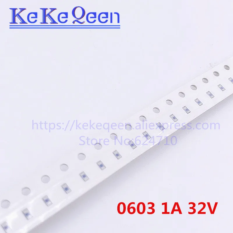 100PCS/LOT Fast acting fuse 0603 1A 1000mA 12V 24V 30V 32V 0686-1000-01 SMT SMD Fast acting thin film chip fuse SF-0603F100-2