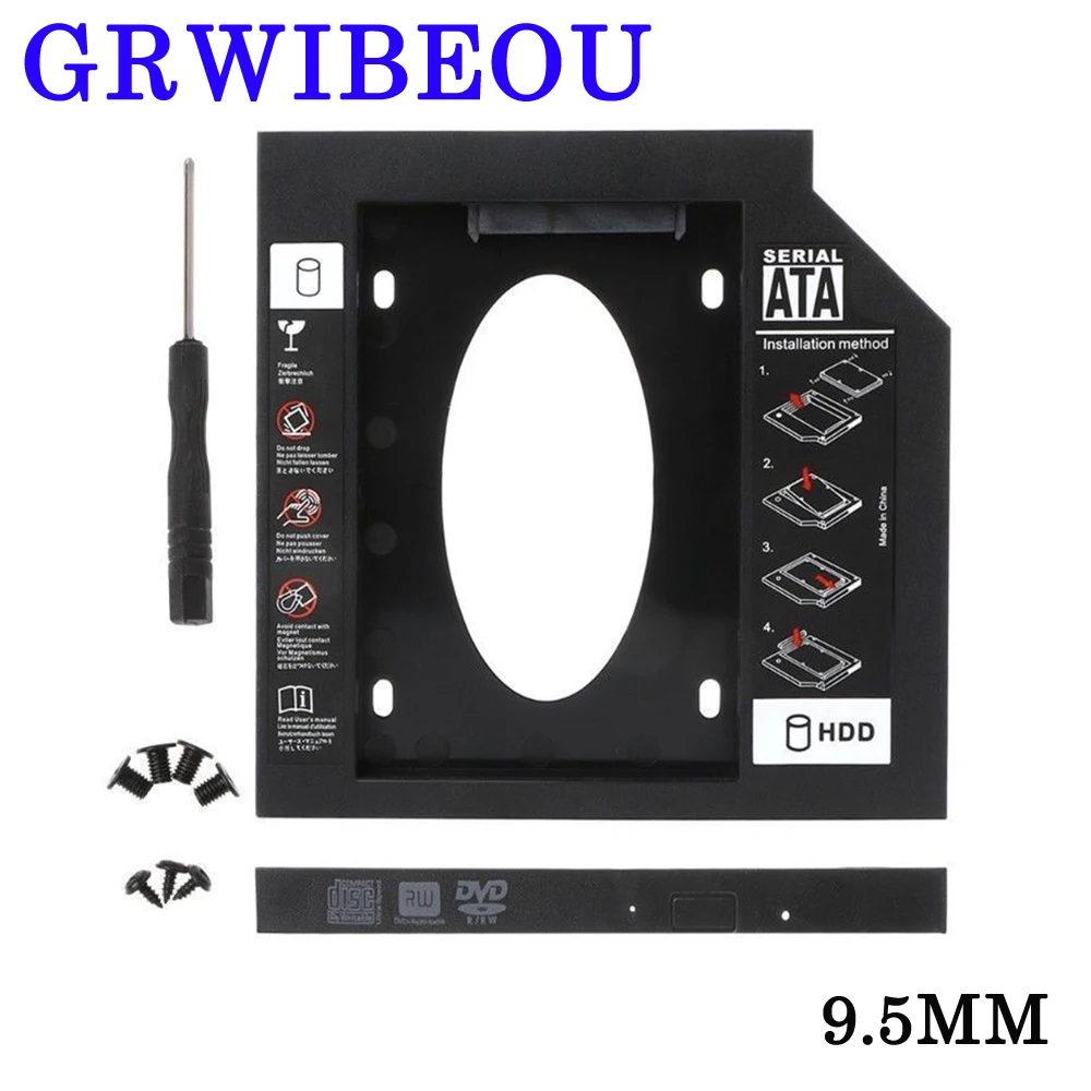 Carcasa de plástico para disco duro DVD, carcasa adaptadora de CD-ROM, HDD Caddy de 9,5mm, SATA 3,0, SSD de 2,5 pulgadas, novedad