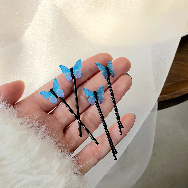 2021 Summer Hot Butterfly Hair Clips Claw for Women Girls Blue Butterflt Mini Wedding Bangs Hairpin Headdress Hair Accessories