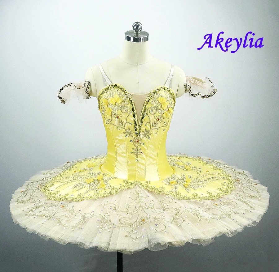 Yellow ballet tutu for girls professional competition skir pink peach children ballet costume pancake tutu stage dance wear 9233