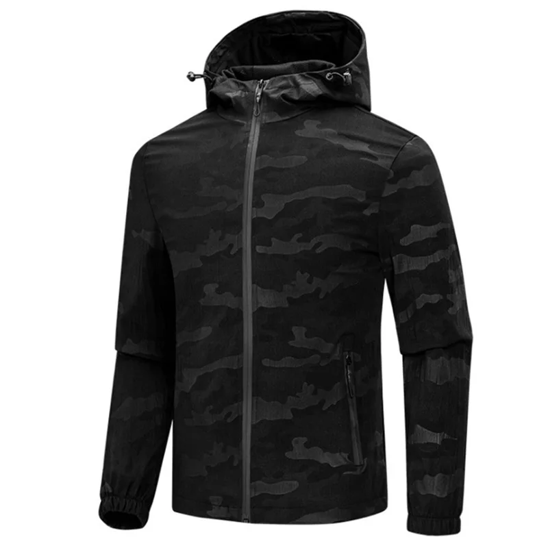 Men's Jackets Fashion Hooded Sportswear Zipper Breathable Male Coats Casual Camouflage Sun protection Jacket Men