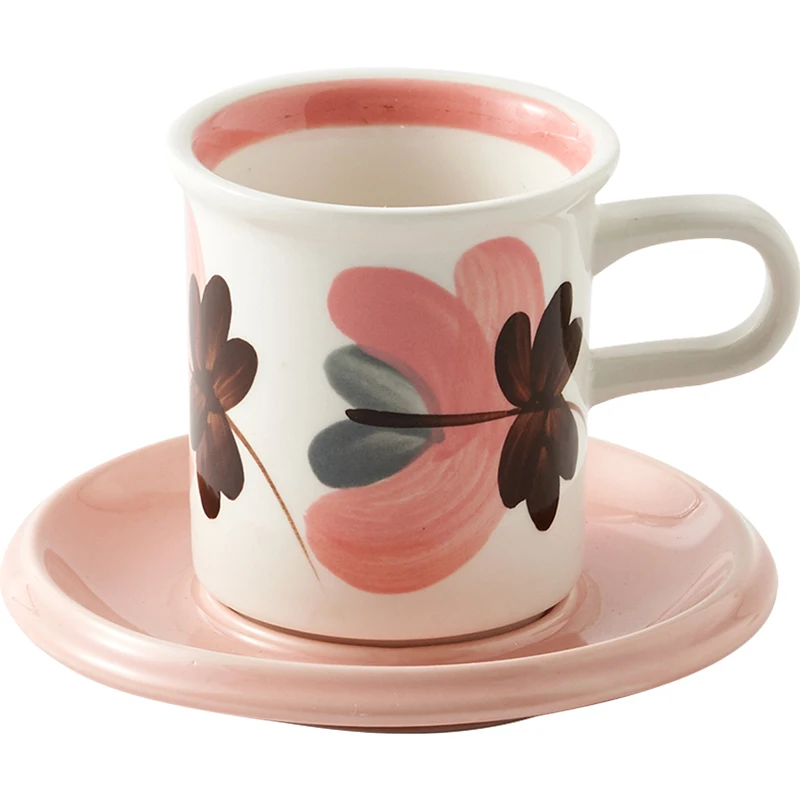Tazza da caffè personalizzata creativa moderna in ceramica di lusso colazione Vintage tazza da caffè e piattino Set tazze Tazas di alta qualità BC50